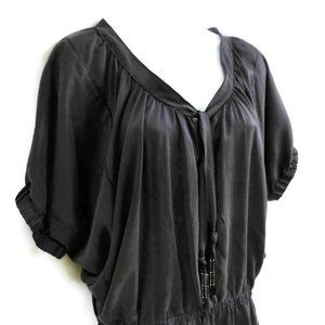 SiLK Rebecca Taylor Tunic Dress Short Dolman Sleeves Beaded Tassel Tie 10